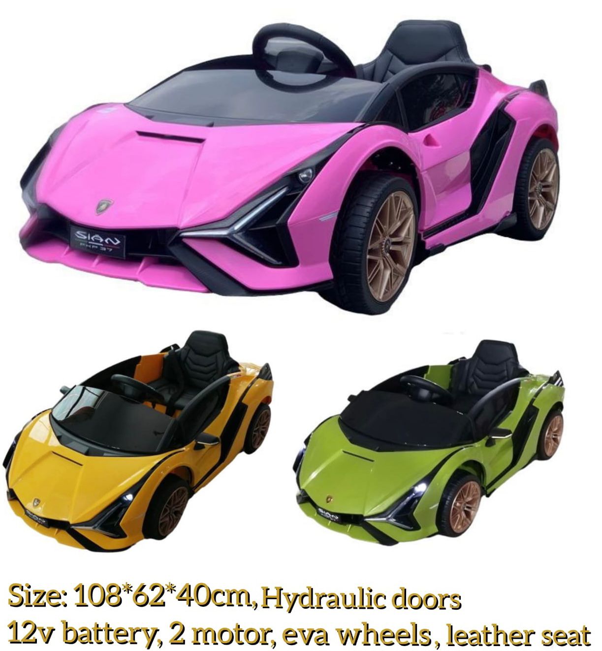 LOVELY BABY Lamborghini - Battery Operated Car - 12V Battery - TWO Motors - Eva Wheels - Leather Seat